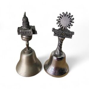Set of Travel Souvenir Metal Bells Capitol & Smithsonian Washington‎ DC